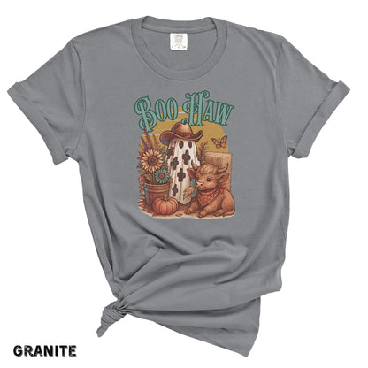 Comfort Colors® Boo Haw Shirt, Funny Ghost Cowboy Tee, Western Halloween Shirt, Spooky Fall Shirt, Country Girl Gift