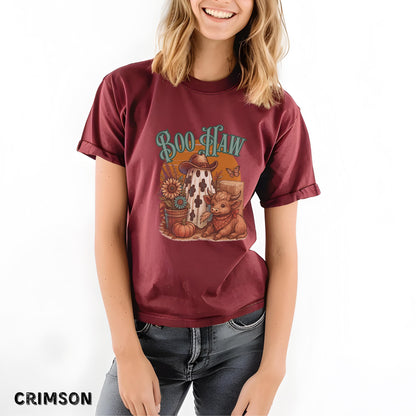 Comfort Colors® Boo Haw Shirt, Funny Ghost Cowboy Tee, Western Halloween Shirt, Spooky Fall Shirt, Country Girl Gift