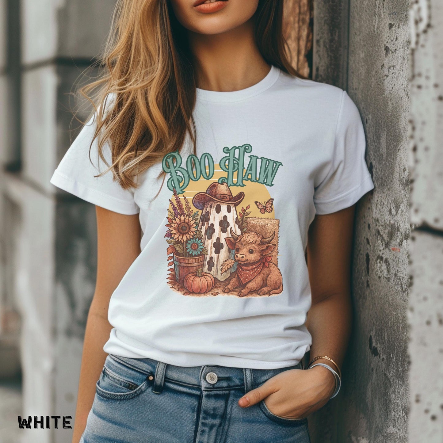 Comfort Colors® Boo Haw Shirt, Funny Ghost Cowboy Tee, Western Halloween Shirt, Spooky Fall Shirt, Country Girl Gift