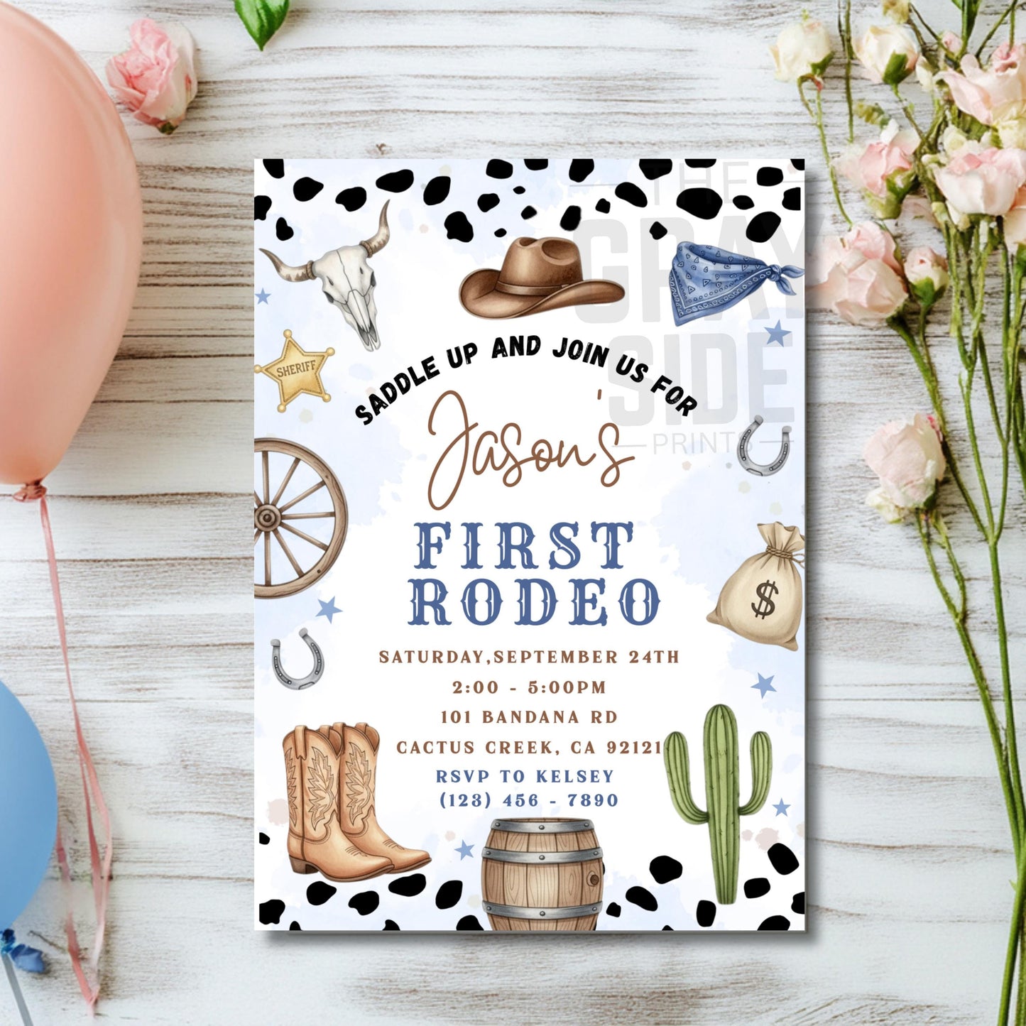 First Rodeo Birthday Invitation Editable Invite 1st Rodeo Birthday Invite Cowboy Invite 1st Rodeo Invite Canva Template Boys 1st Birthday