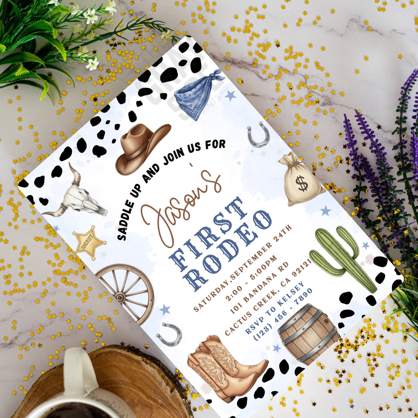 First Rodeo Birthday Invitation Editable Invite 1st Rodeo Birthday Invite Cowboy Invite 1st Rodeo Invite Canva Template Boys 1st Birthday