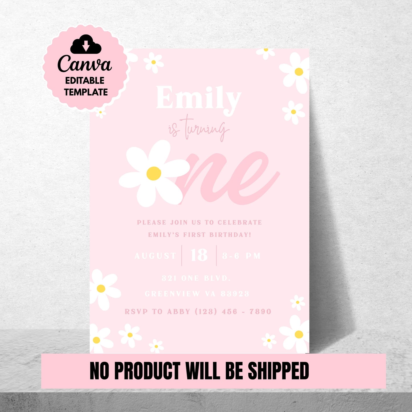 Daisy First Birthday Invitation Retro Daisy 1st Birthday Invite Groovy Daisy Boho Girl Birthday Invite Editable Instant Digital Download