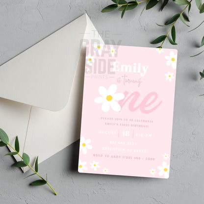 Daisy First Birthday Invitation Retro Daisy 1st Birthday Invite Groovy Daisy Boho Girl Birthday Invite Editable Instant Digital Download