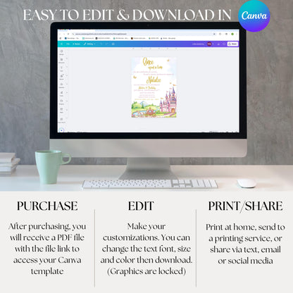 Princess Birthday Invitation Princess Castle Party Invite Editable Princess Invitation Girls Fairytale Girls Princess Birthday Party Invite