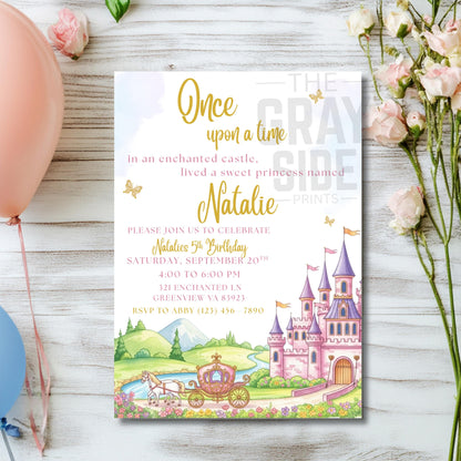 Princess Birthday Invitation Princess Castle Party Invite Editable Princess Invitation Girls Fairytale Girls Princess Birthday Party Invite