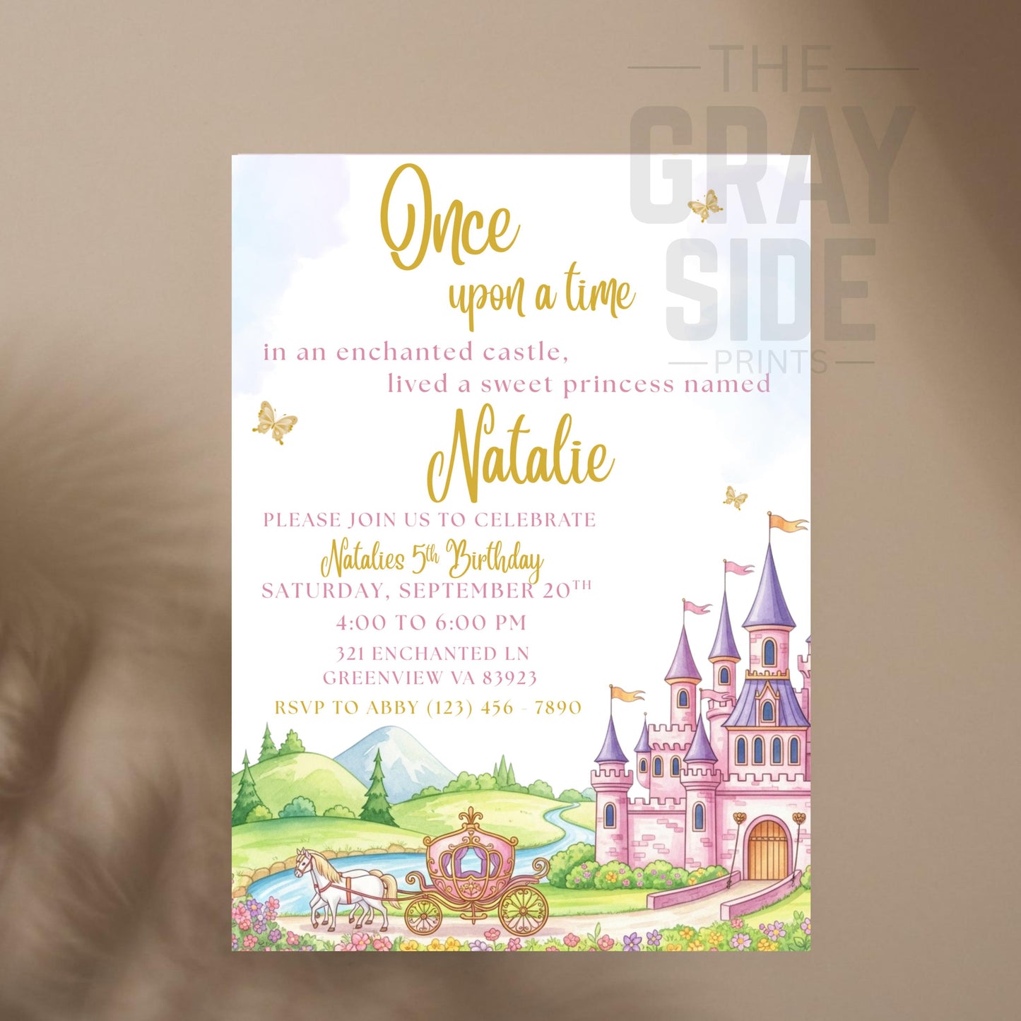 Princess Birthday Invitation Princess Castle Party Invite Editable Princess Invitation Girls Fairytale Girls Princess Birthday Party Invite