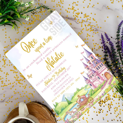 Princess Birthday Invitation Princess Castle Party Invite Editable Princess Invitation Girls Fairytale Girls Princess Birthday Party Invite