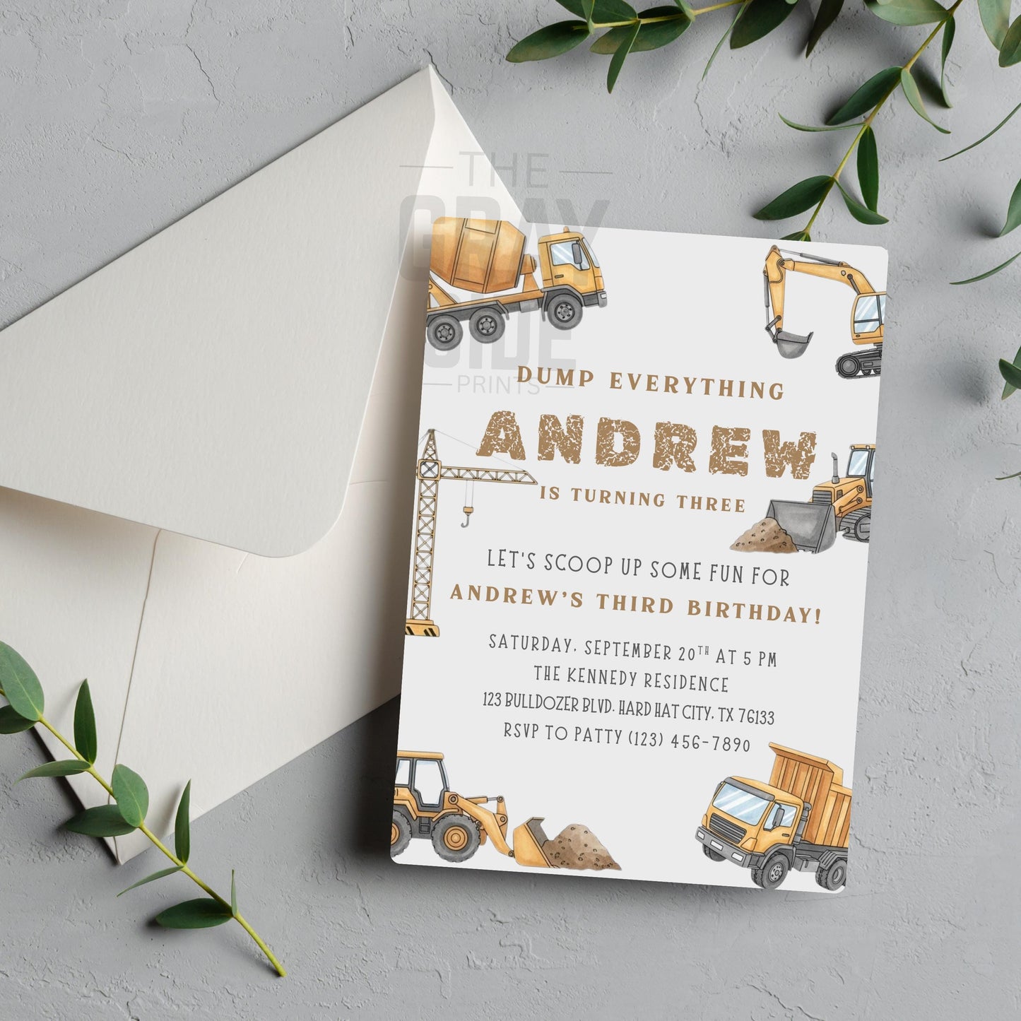 Dump Everything Birthday Invitation Editable Construction Theme Party Template Boys Truck Birthday Invite Instant Download Canva Printable