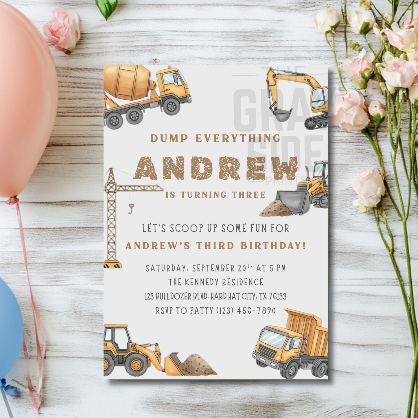 Dump Everything Birthday Invitation Editable Construction Theme Party Template Boys Truck Birthday Invite Instant Download Canva Printable