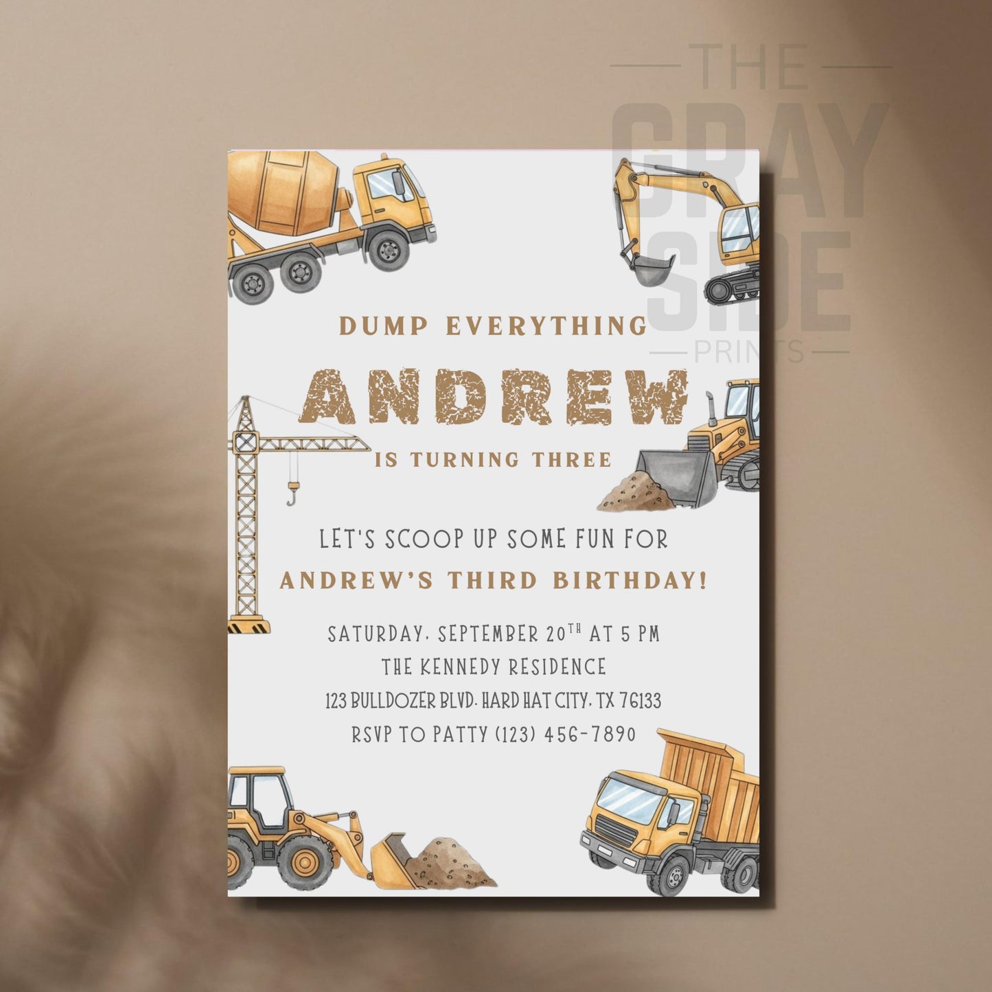 Dump Everything Birthday Invitation Editable Construction Theme Party Template Boys Truck Birthday Invite Instant Download Canva Printable