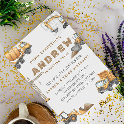 Dump Everything Birthday Invitation Editable Construction Theme Party Template Boys Truck Birthday Invite Instant Download Canva Printable