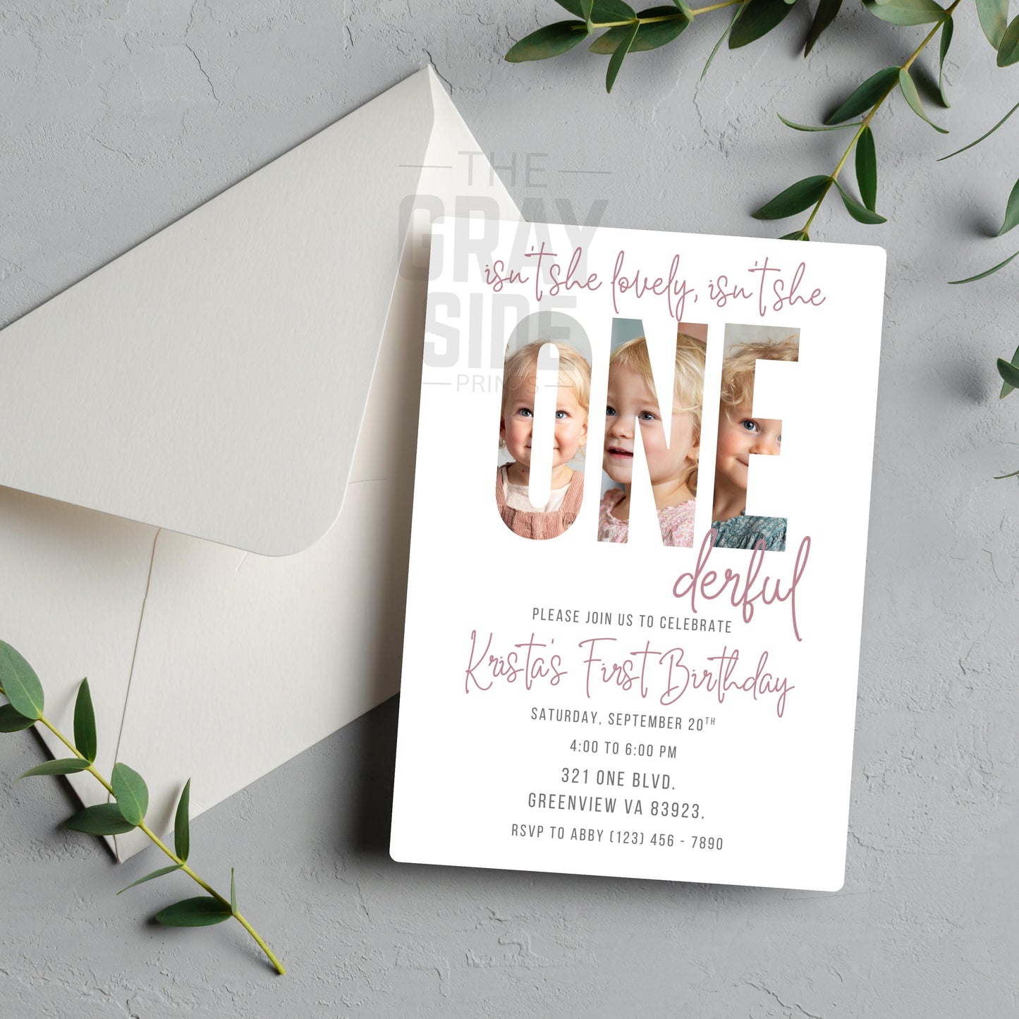 Isn’t She Lovely 1st Birthday Invitation ONEderful Girl Birthday Invite Editable Invitation Canva Template Girls First Birthday Invite