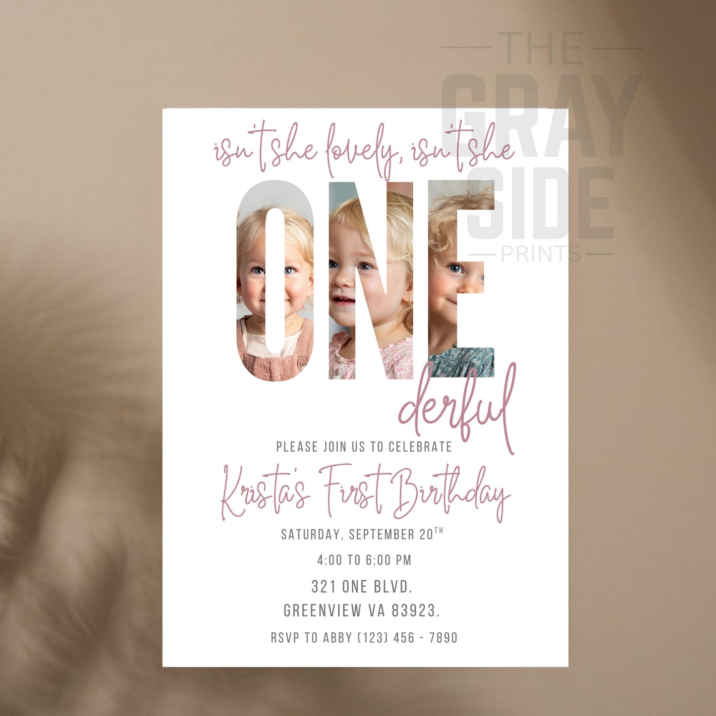 Isn’t She Lovely 1st Birthday Invitation ONEderful Girl Birthday Invite Editable Invitation Canva Template Girls First Birthday Invite