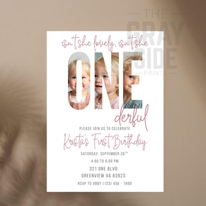 Isn’t She Lovely 1st Birthday Invitation ONEderful Girl Birthday Invite Editable Invitation Canva Template Girls First Birthday Invite