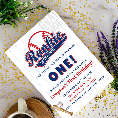First Birthday Invite Baseball  Rookie of the Year Birthday Invitation Rookie Birthday Invite Rookie Year Invite 1st Birthday Invite