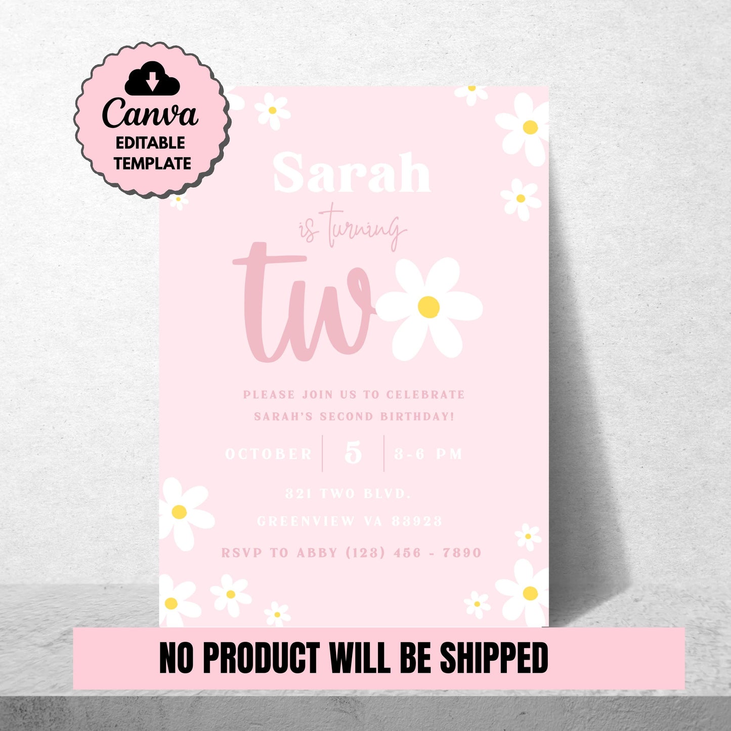 Boho 2nd Birthday Invitation Retro Daisy 2nd Birthday Invite Daisy Groovy Girl Birthday Invite Editable Instant Digital Download