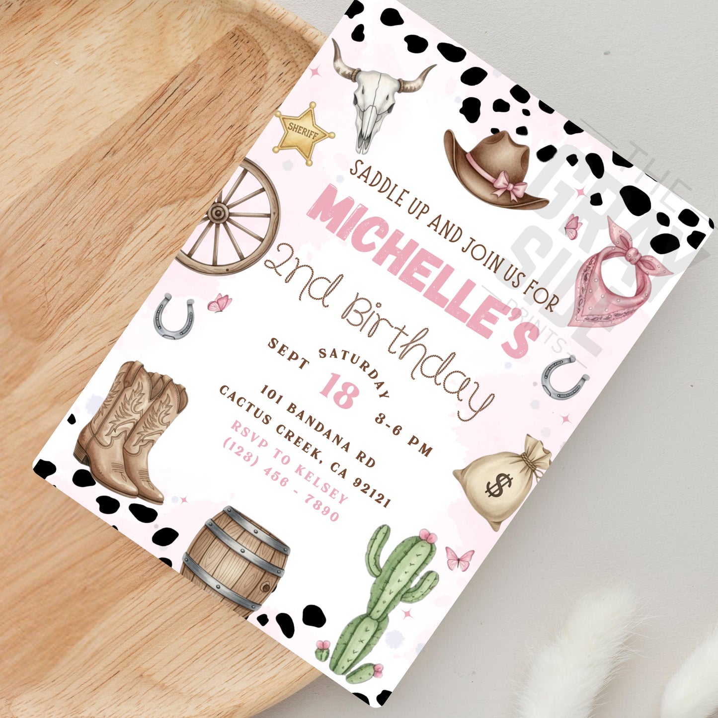 Cowgirl Birthday Invitation Girls 2nd Birthday Invite Editable Canva Template Girls Rodeo Invite Pink Rodeo Invite Digital Download