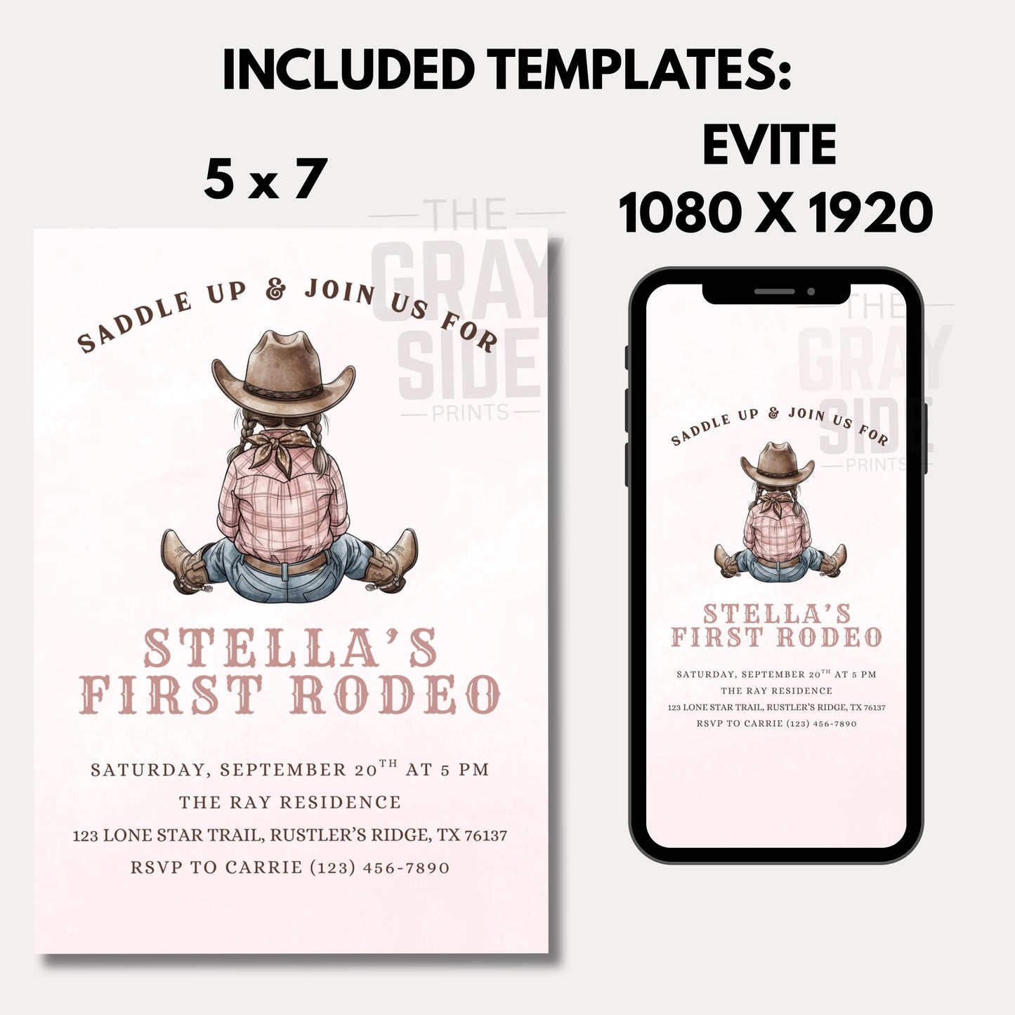 First Rodeo Birthday Invitation Cowgirl Western Party Invite Editable Girl Rodeo Template Girls First Birthday Invite Canva Digital Download