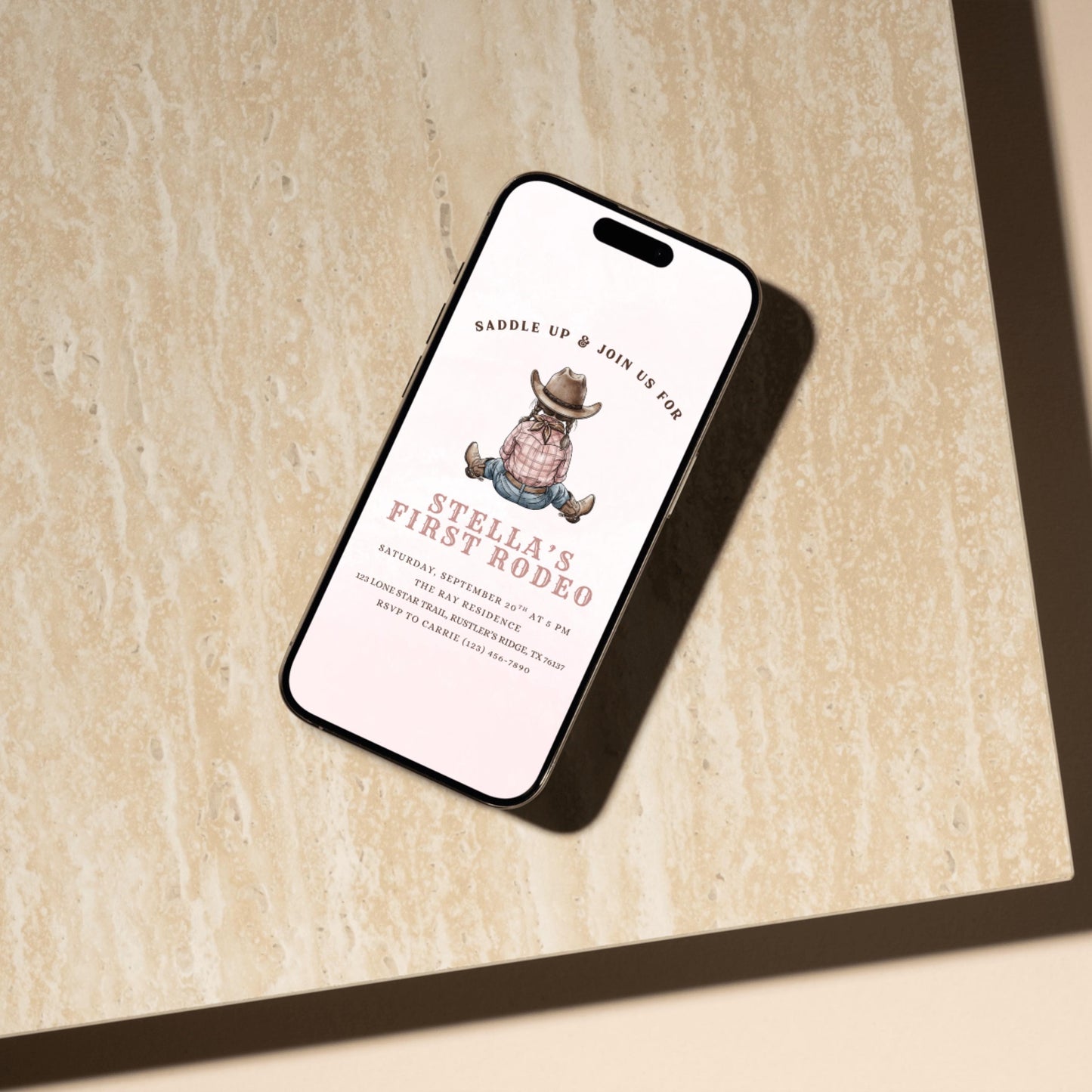 First Rodeo Birthday Invitation Cowgirl Western Party Invite Editable Girl Rodeo Template Girls First Birthday Invite Canva Digital Download