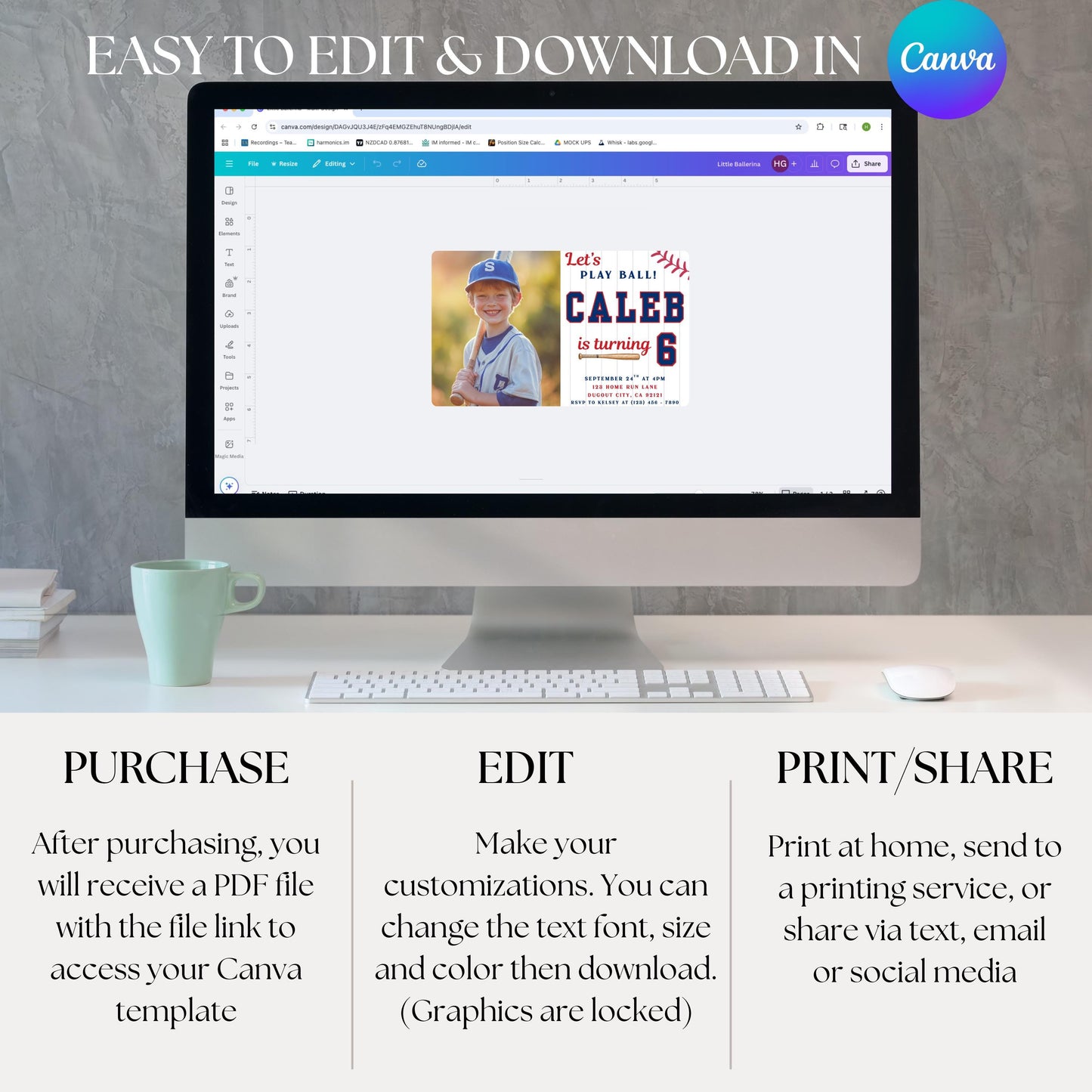 Baseball Birthday Party Invitation Sports Birthday Invitation Lets Play Ball Invite Rookie of the Year Invitation Template Boys Birthday