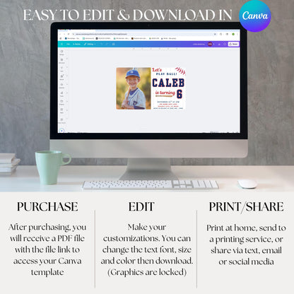 Baseball Birthday Party Invitation Sports Birthday Invitation Lets Play Ball Invite Rookie of the Year Invitation Template Boys Birthday