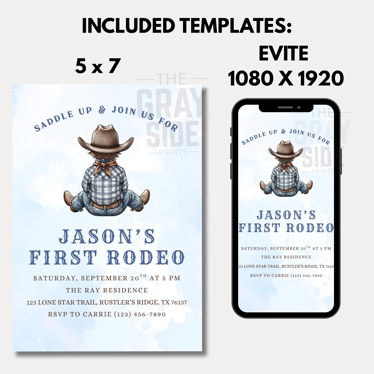 First Rodeo Birthday Invitation Cowboy Western Party Invite Editable Boy Rodeo Template Boy First Birthday Invite Canva Digital Download