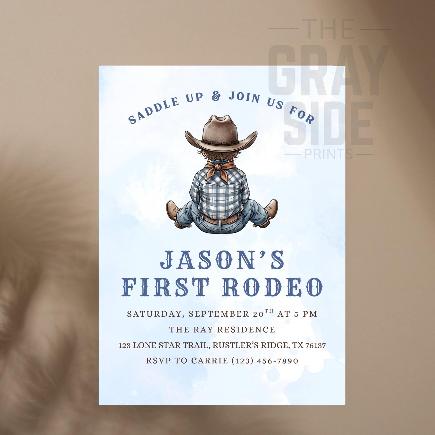First Rodeo Birthday Invitation Cowboy Western Party Invite Editable Boy Rodeo Template Boy First Birthday Invite Canva Digital Download