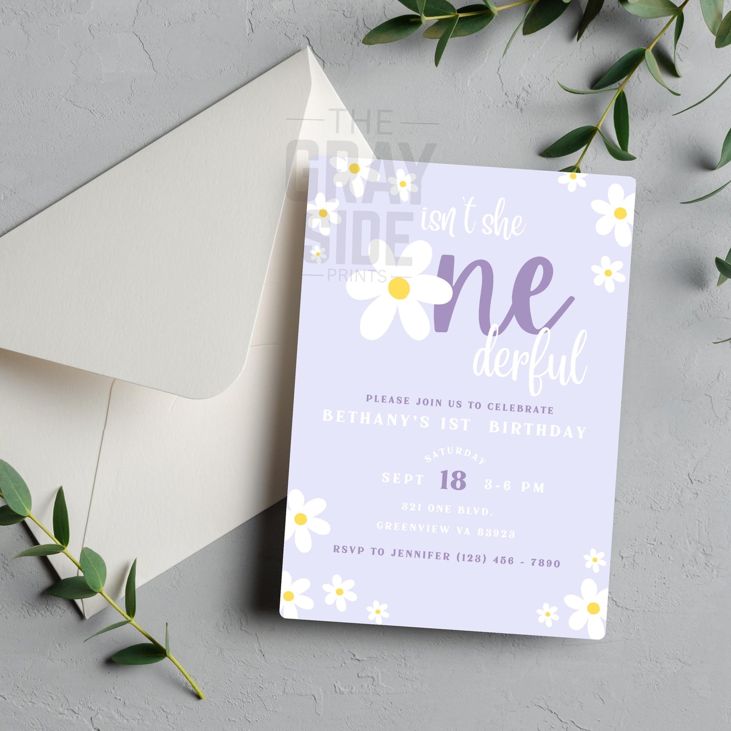Isn't She ONEderful Invitation First Birthday Invite Girl 1st Birthday Retro Birthday Invite Flower Birthday Invite Canva Template