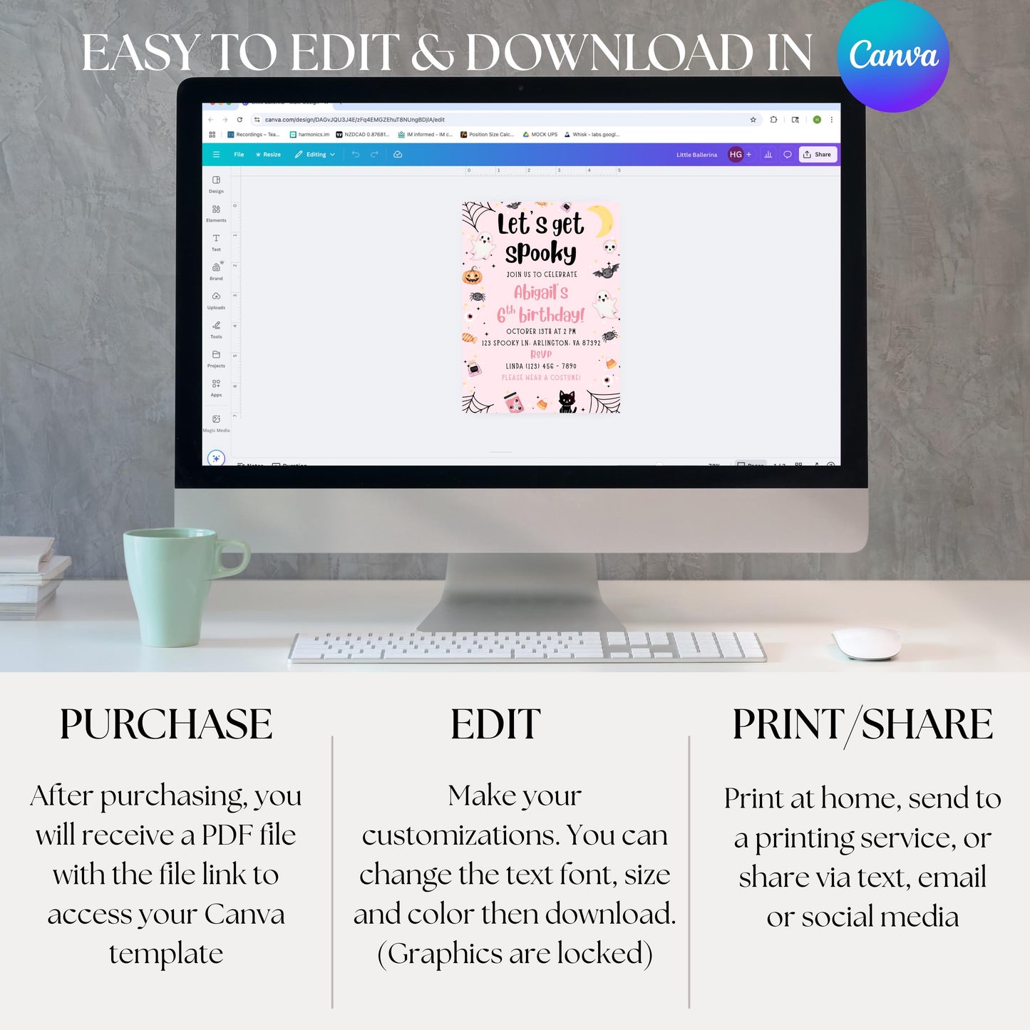 Spooky Birthday Invitation Halloween Birthday Party Invite Cute Ghost 1st Birthday Girls Spooktacular Halloween Birthday Invite 1st Boo Day