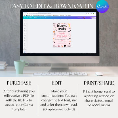 Spooky Birthday Invitation Halloween Birthday Party Invite Cute Ghost 1st Birthday Girls Spooktacular Halloween Birthday Invite 1st Boo Day