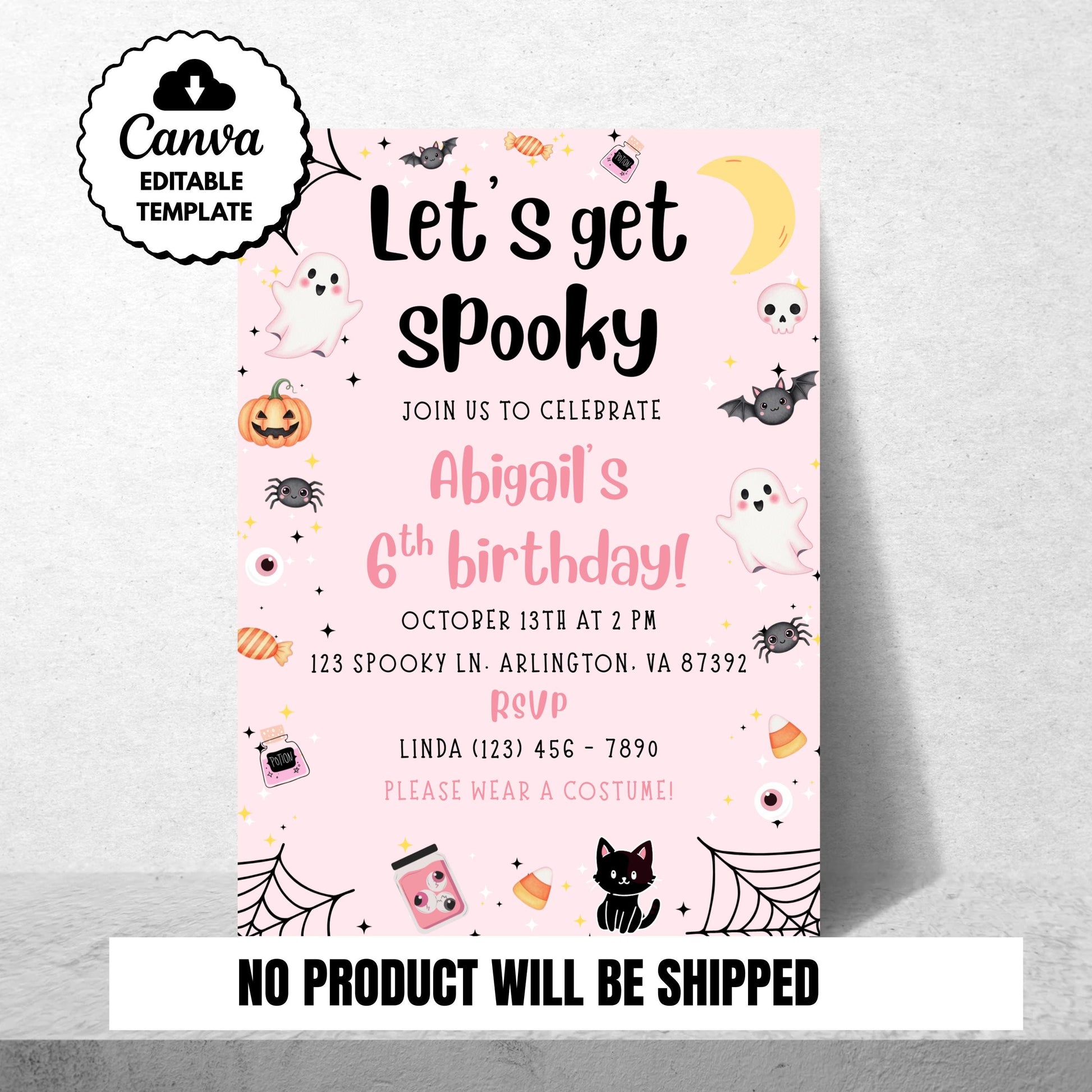 Pink Spooky Birthday Invitation Girl Halloween Birthday Invitation Editable Halloween Party Invite Spooky Pink Tween Evite