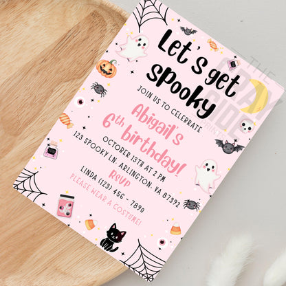 Spooky Birthday Invitation Halloween Birthday Party Invite Cute Ghost 1st Birthday Girls Spooktacular Halloween Birthday Invite 1st Boo Day