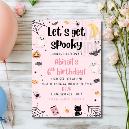 Spooky Birthday Invitation Halloween Birthday Party Invite Cute Ghost 1st Birthday Girls Spooktacular Halloween Birthday Invite 1st Boo Day