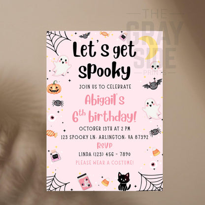 Spooky Birthday Invitation Halloween Birthday Party Invite Cute Ghost 1st Birthday Girls Spooktacular Halloween Birthday Invite 1st Boo Day