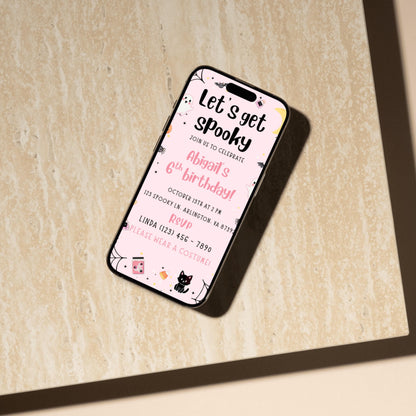 Spooky Birthday Invitation Halloween Birthday Party Invite Cute Ghost 1st Birthday Girls Spooktacular Halloween Birthday Invite 1st Boo Day