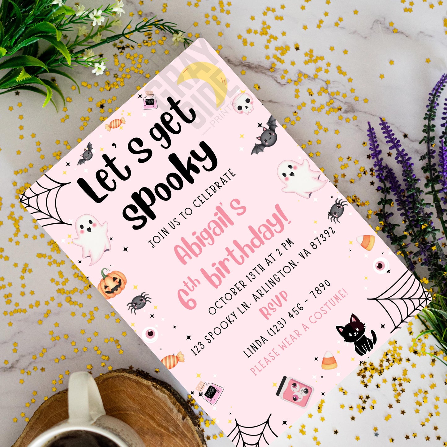 Spooky Birthday Invitation Halloween Birthday Party Invite Cute Ghost 1st Birthday Girls Spooktacular Halloween Birthday Invite 1st Boo Day