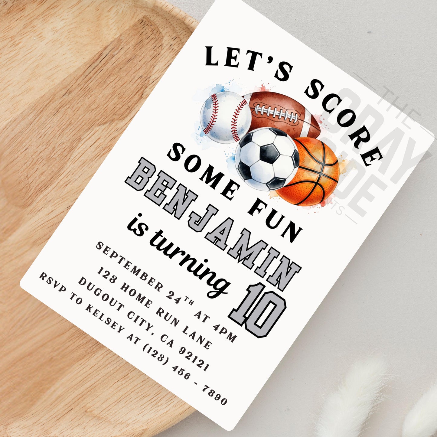Sports Birthday Invitation Boys Sports Party Invite Editable Ball Game Birthday Invitation Baseball Invite Football Soccer Basketball Party