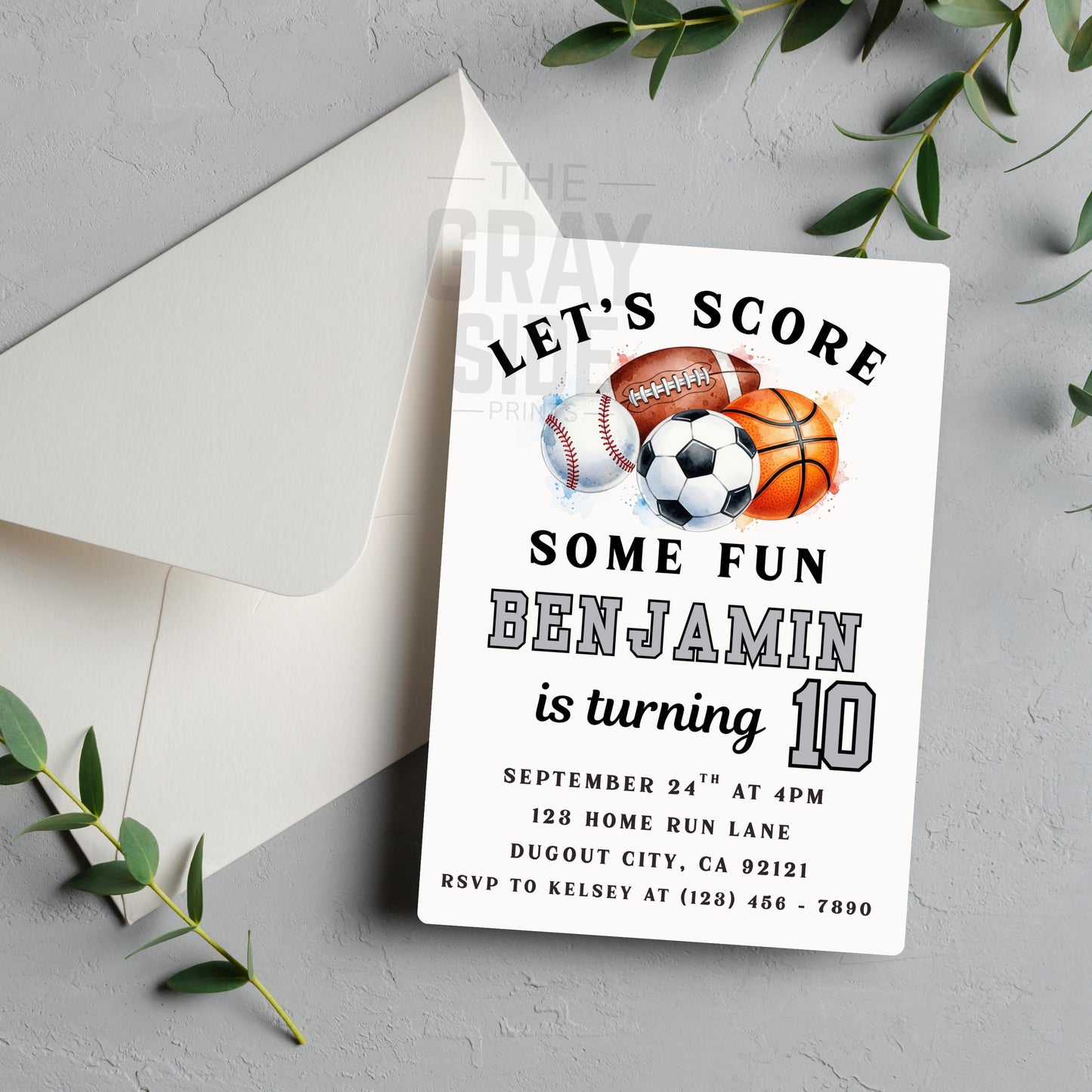 Sports Birthday Invitation Boys Sports Party Invite Editable Ball Game Birthday Invitation Baseball Invite Football Soccer Basketball Party