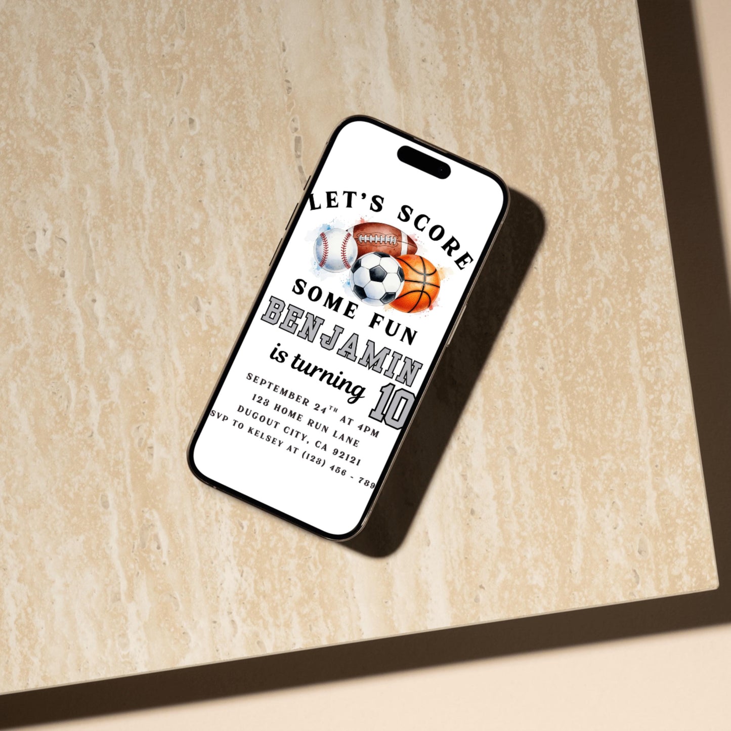 Sports Birthday Invitation Boys Sports Party Invite Editable Ball Game Birthday Invitation Baseball Invite Football Soccer Basketball Party