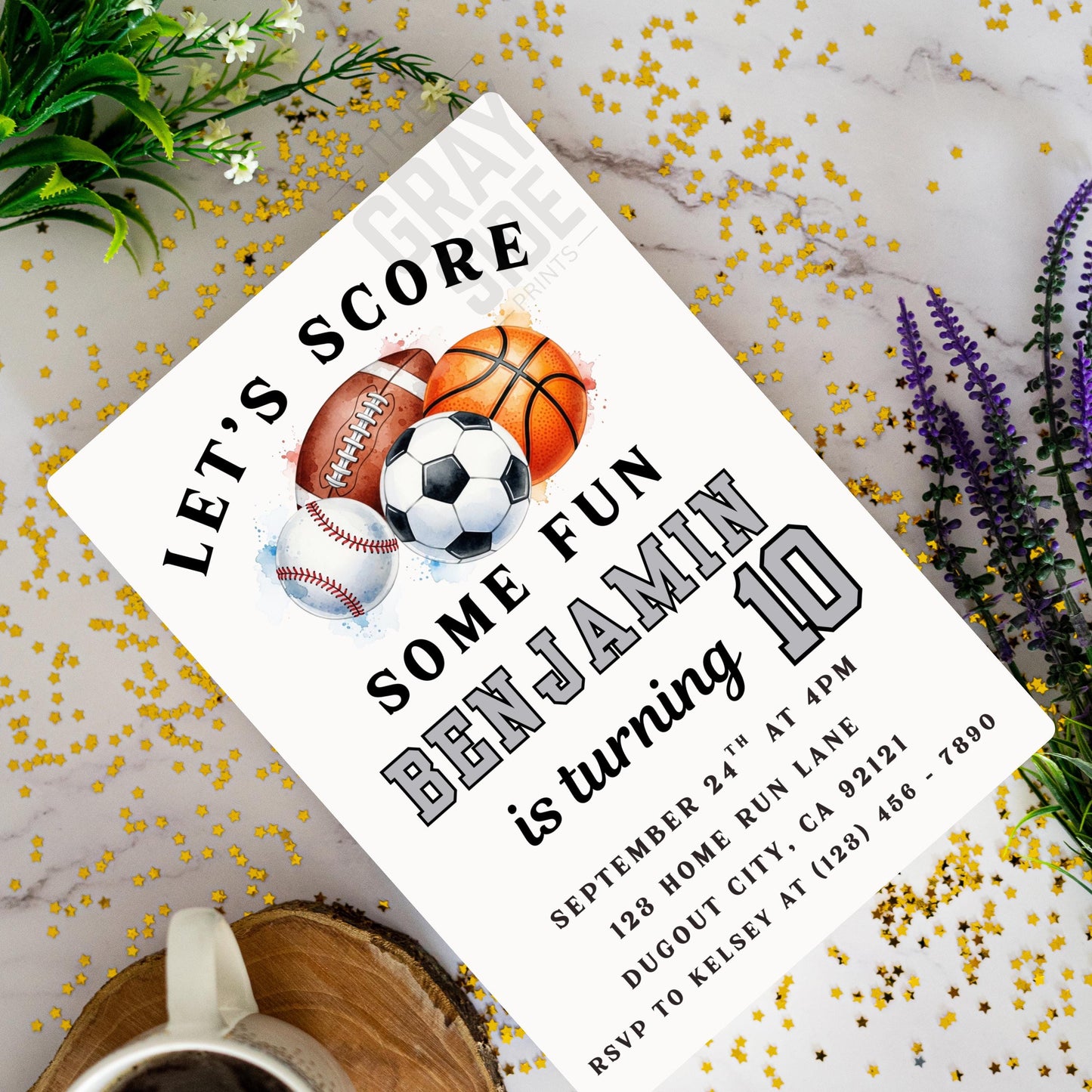 Sports Birthday Invitation Boys Sports Party Invite Editable Ball Game Birthday Invitation Baseball Invite Football Soccer Basketball Party