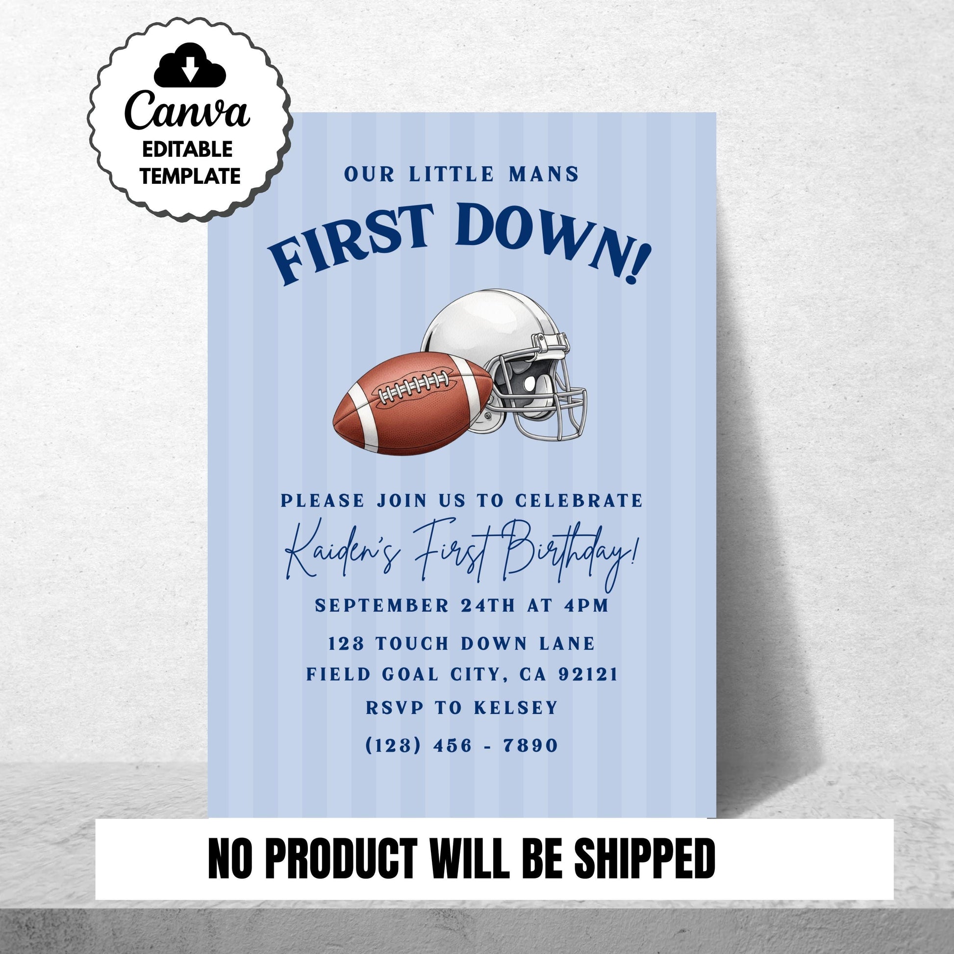 First Down Football Invitation Boy 1st Birthday Party Invite Editable Invite Touchdown Birthday Invitation First Birthday Invitation