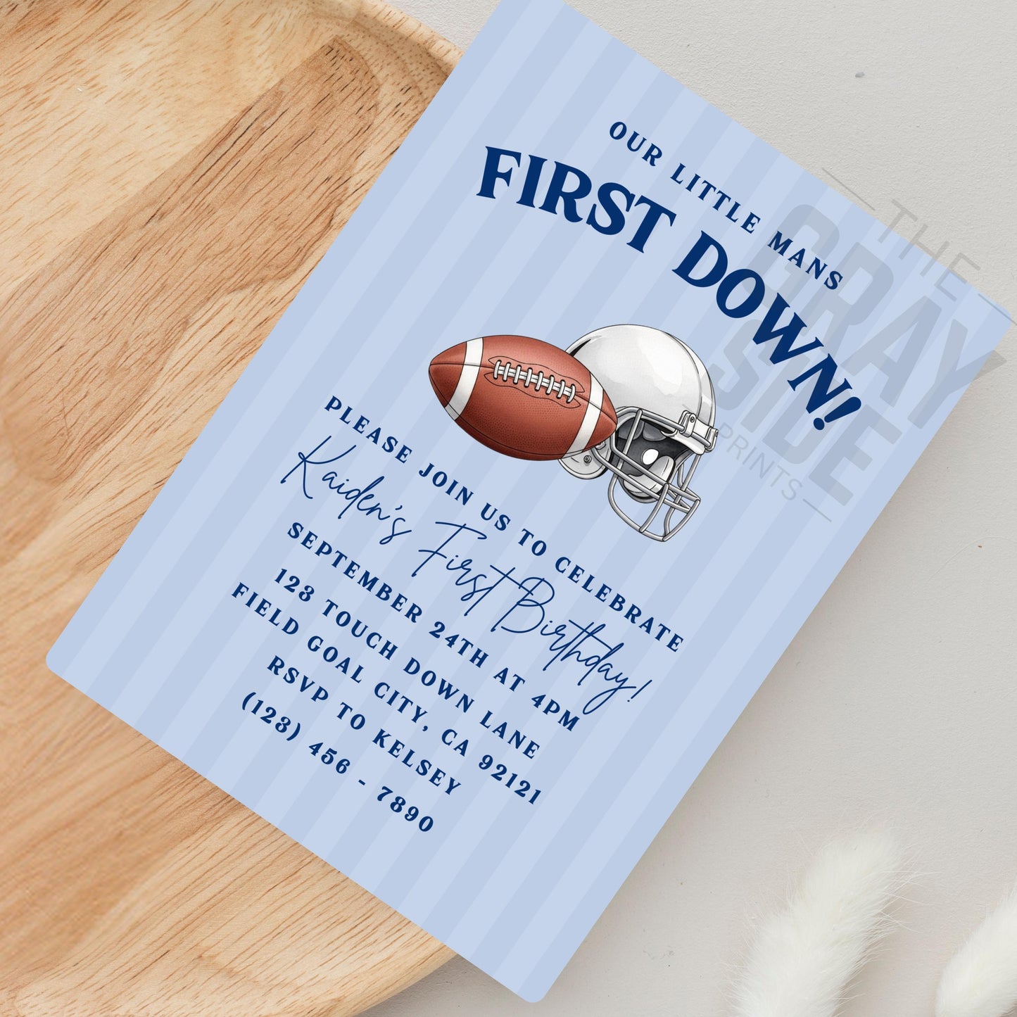 First Down Football Invitation Boy 1st Birthday Party Invite Editable Invite First Birthday Invitation Boys First Birthday Invite Football