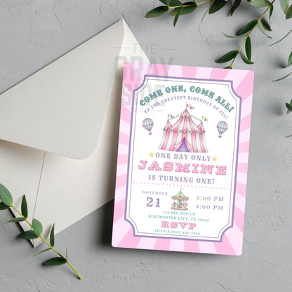 Pink Carnival Birthday Invitation Carnival Invite Circus Birthday Invitation Circus Invite Girls Circus Birthday Invite Editable Template