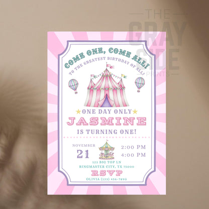 Pink Carnival Birthday Invitation Carnival Invite Circus Birthday Invitation Circus Invite Girls Circus Birthday Invite Editable Template