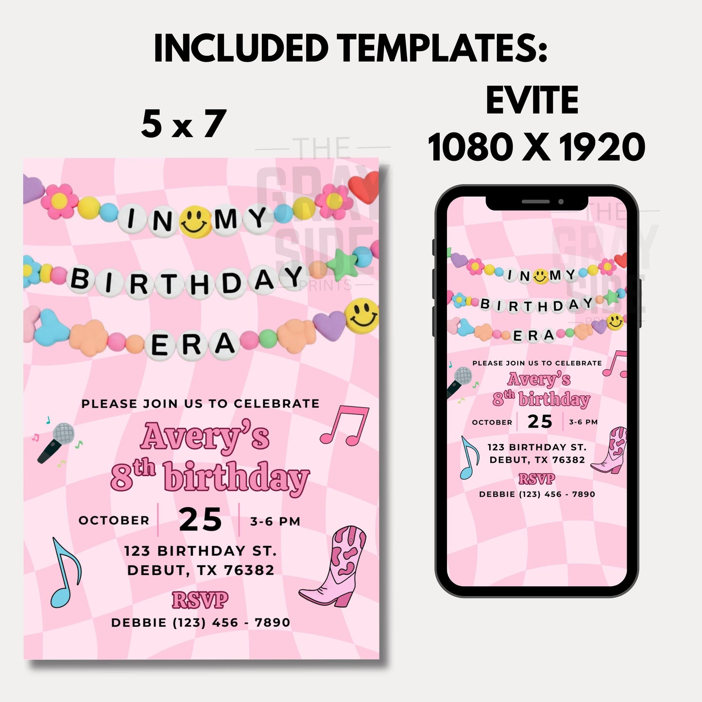Girls Birthday Invite Era Birthday Invitation Girls Music Invite Birthday Era Party Invite Era Invitation Editable Template Digital Download