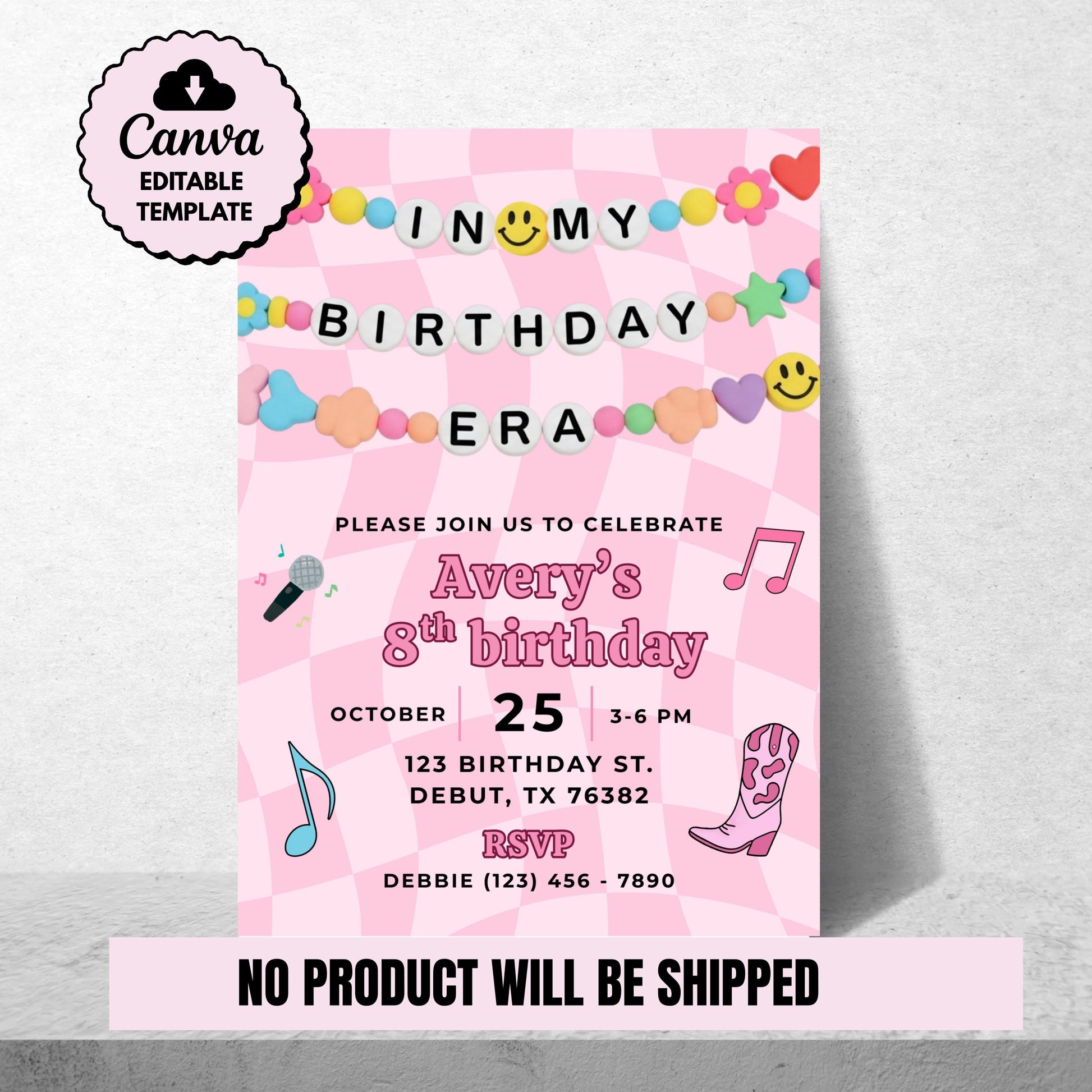 Girls Birthday Invite Era Birthday Invitation Girls Music Invite Birthday Era Party Invite Era Invitation Editable Template Digital Download