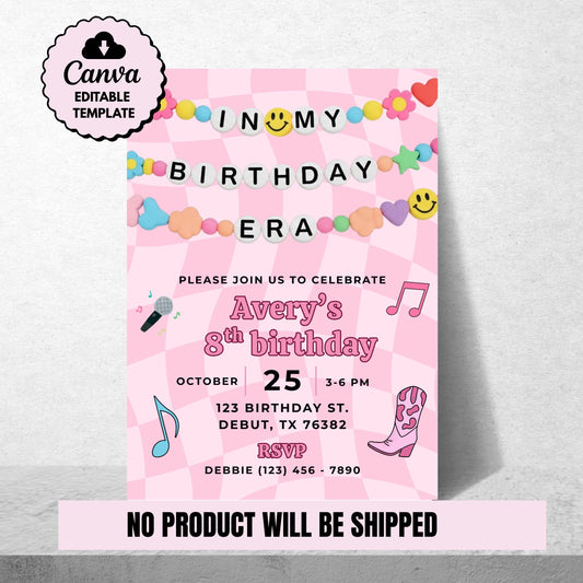 Girls Birthday Invite Era Birthday Invitation Girls Music Invite Birthday Era Party Invite Era Invitation Editable Template Digital Download