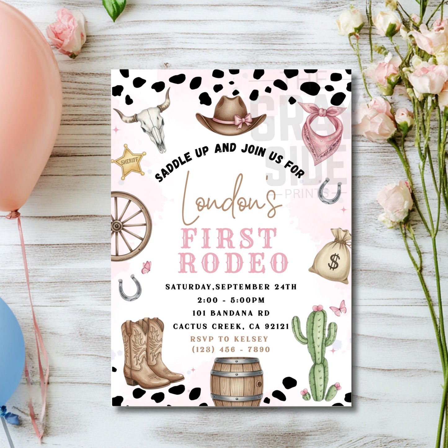 First Rodeo Birthday Invitation Editable Pink Rodeo 1st Birthday Invite Cowgirl Invite First Rodeo Invite Invite Template Girl 1st Birthday