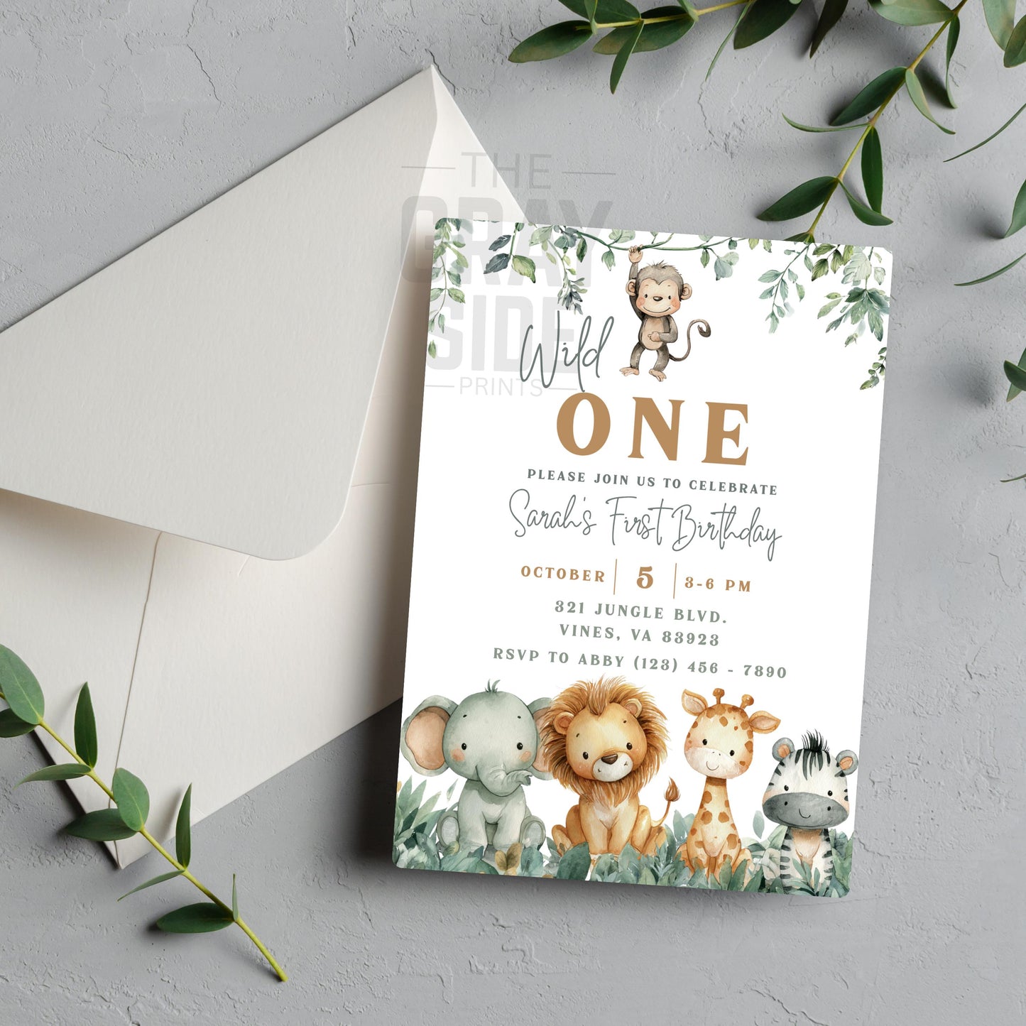 Wild One Invitation First Birthday Invite Gender Neutral Birthday Invite 1st Birthday Invite Safari 1st Birthday Template Digital Download