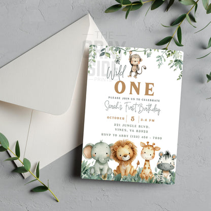 Wild One Invitation First Birthday Invite Gender Neutral Birthday Invite 1st Birthday Invite Safari 1st Birthday Template Digital Download